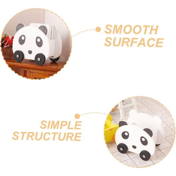 VICASKY Mini Carrello in Legno a Forma di Panda per Casa delle Bambole