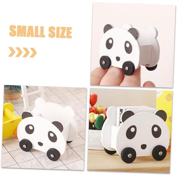 VICASKY Mini Carrello in Legno a Forma di Panda per Casa delle Bambole
