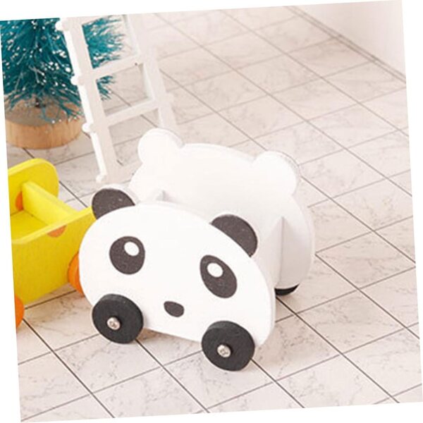 VICASKY Mini Carrello in Legno a Forma di Panda per Casa delle Bambole