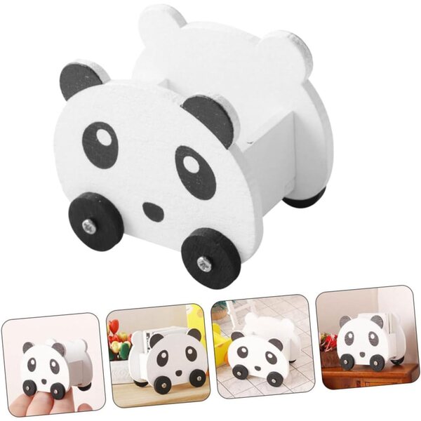 VICASKY Mini Carrello in Legno a Forma di Panda per Casa delle Bambole