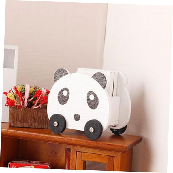 VICASKY Mini Carrello in Legno a Forma di Panda per Casa delle Bambole