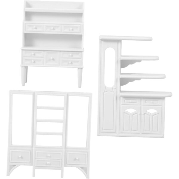 VICASKY Set 6 Mobili Miniatura Casa Bambole Armadi Credenze Vetrine Bianchi