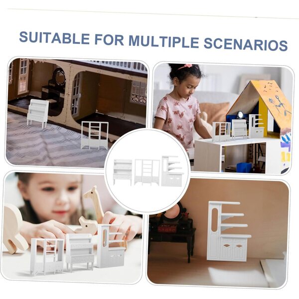 VICASKY Set 6 Mobili Miniatura Casa Bambole Armadi Credenze Vetrine Bianchi