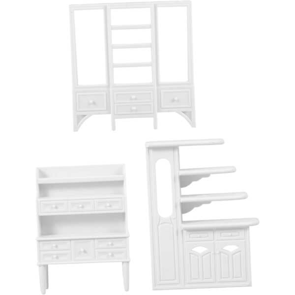 VICASKY Set 6 Mobili Miniatura Casa Bambole Armadi Credenze Vetrine Bianchi