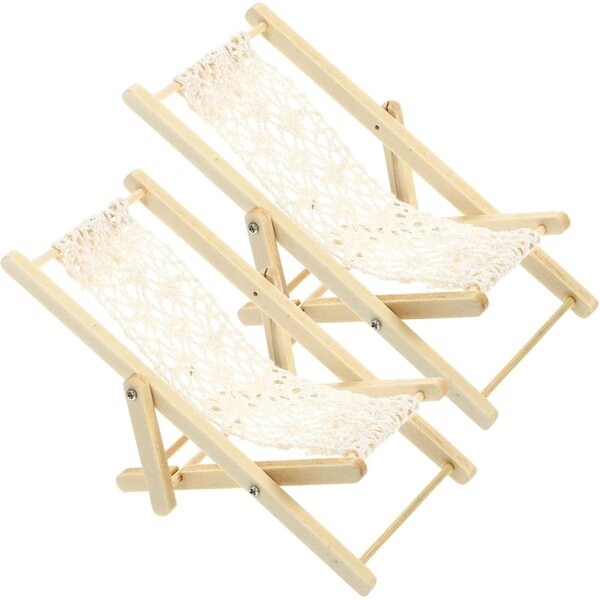 VICASKY Mini Sedia a Sdraio Pieghevole in Legno per Casa delle Bambole - Set 4 Pezzi