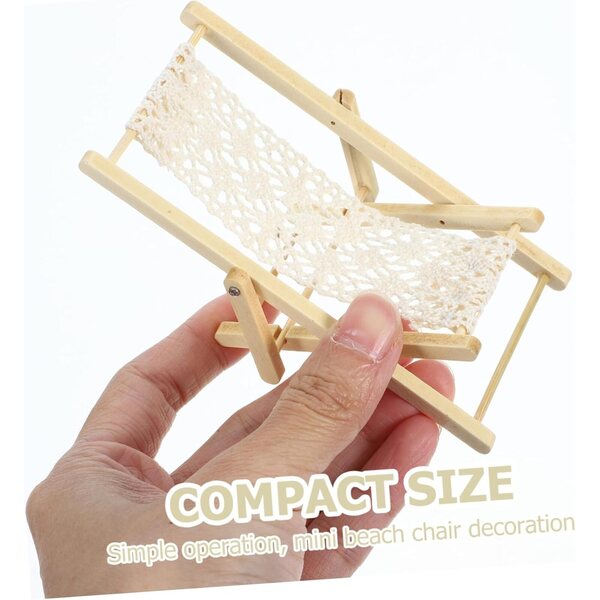 VICASKY Mini Sedia a Sdraio Pieghevole in Legno per Casa delle Bambole - Set 4 Pezzi