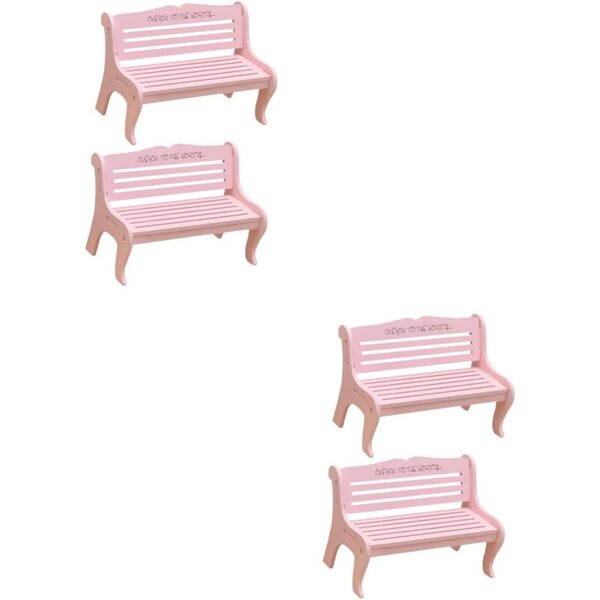 VICASKY 4 Stück Mini-Rosa-Holzbänke für Puppenhaus und Dekoration