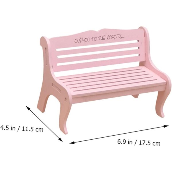 VICASKY 4 Stück Mini-Rosa-Holzbänke für Puppenhaus und Dekoration