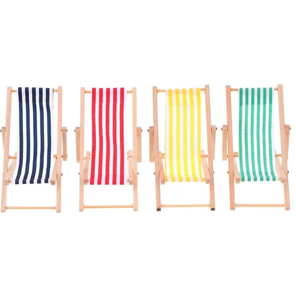 VICASKY Mini-Liegestühle 12 Stück gestreift, Dekorationen für Zuhause und Mini-Häuser 1/12