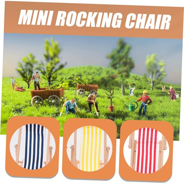 VICASKY Mini-Liegestühle 12 Stück gestreift, Dekorationen für Zuhause und Mini-Häuser 1/12