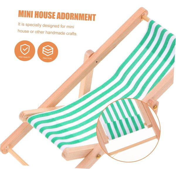 VICASKY Mini-Liegestühle 12 Stück gestreift, Dekorationen für Zuhause und Mini-Häuser 1/12