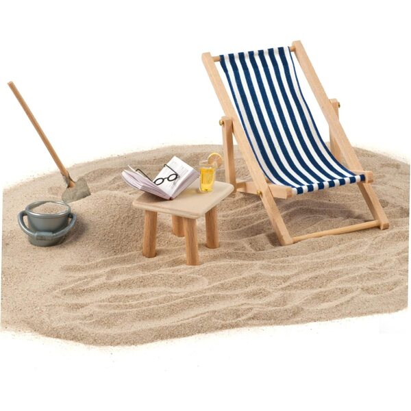 VICASKY 8 Miniatur-Strandstühle aus Holz und Stoff, Puppenhausdekoration