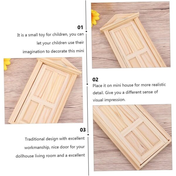 VICASKY 6 Stück Holztüren für Puppenhaus, DIY Miniaturmöbel