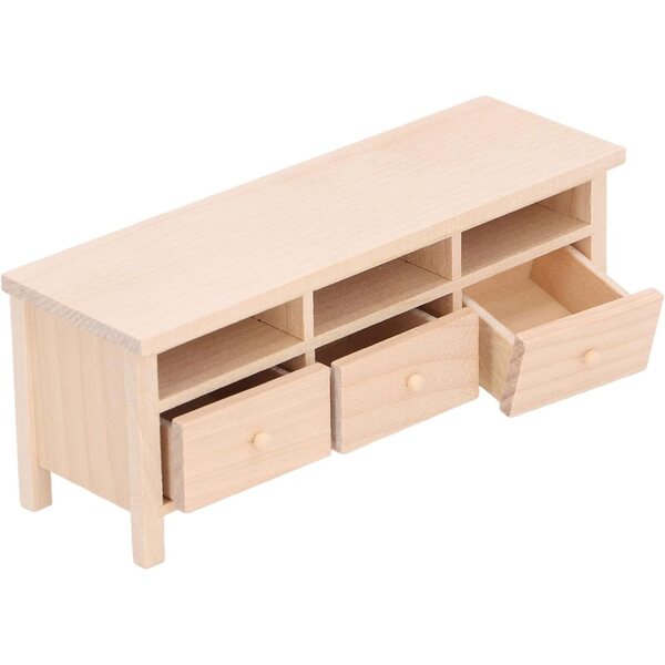 1/12 Miniatur-TV-Schrank aus Holz mit Schubladen für Srliya Puppenhaus 15 cm