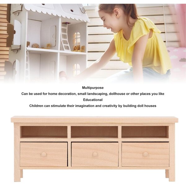 1/12 Miniatur-TV-Schrank aus Holz mit Schubladen für Srliya Puppenhaus 15 cm