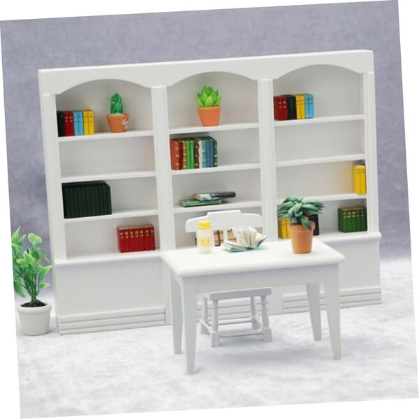 VICASKY Mini Libreria in Legno per Casa delle Bambole, Mobiletto Decorativo e Pratico