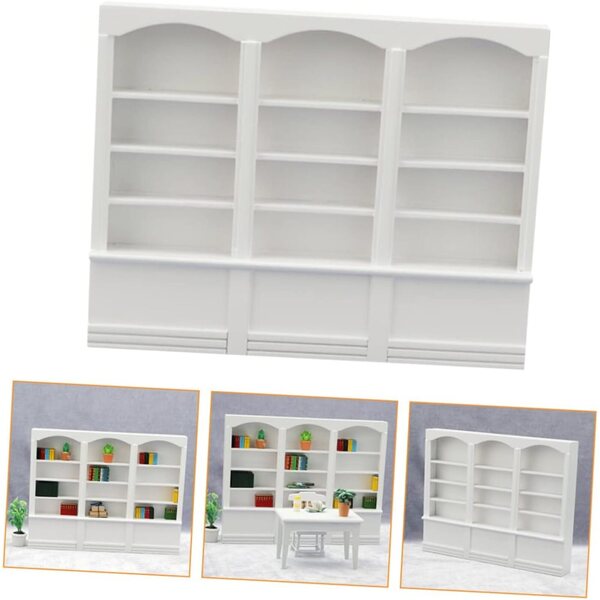 VICASKY Mini Libreria in Legno per Casa delle Bambole, Mobiletto Decorativo e Pratico