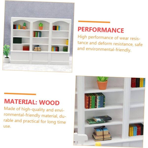 VICASKY Mini Libreria in Legno per Casa delle Bambole, Mobiletto Decorativo e Pratico