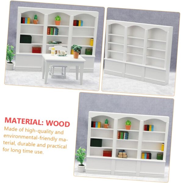 VICASKY Mini Libreria in Legno per Casa delle Bambole, Mobiletto Decorativo e Pratico