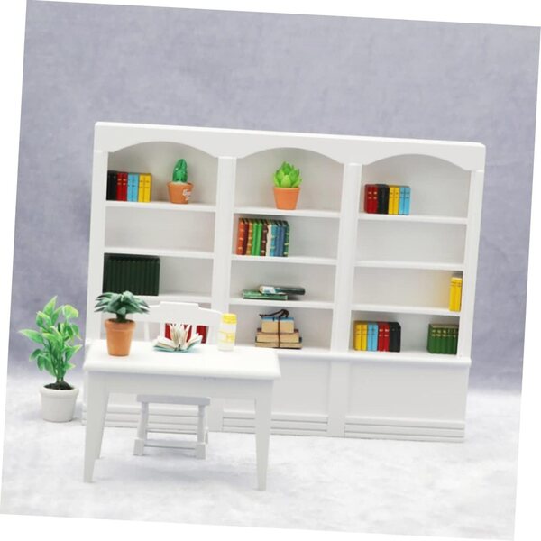 VICASKY Mini Libreria in Legno per Casa delle Bambole, Mobiletto Decorativo e Pratico