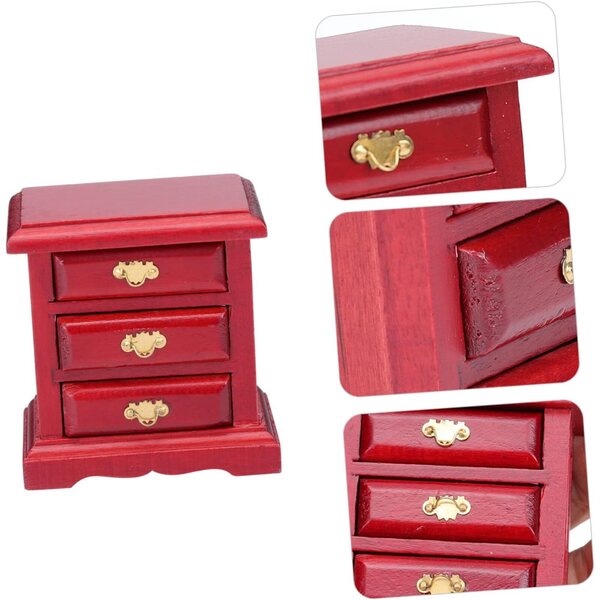 VICASKY Mini armadietto in legno massiccio per bambole, decorazione raffinata e autentica