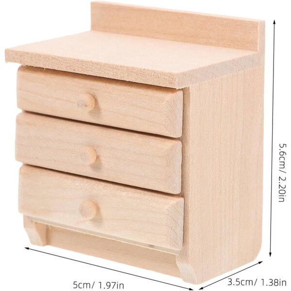 VICASKY Mini Comodino in Legno per Casa delle Bambole – Decorazione Miniatura Elegante