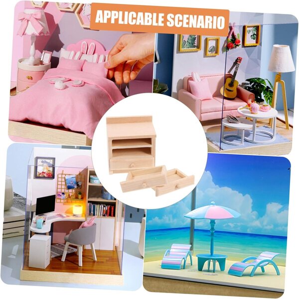VICASKY Mini Comodino in Legno per Casa delle Bambole – Decorazione Miniatura Elegante