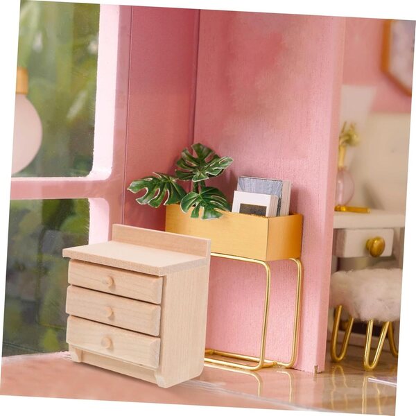 VICASKY Mini Comodino in Legno per Casa delle Bambole – Decorazione Miniatura Elegante