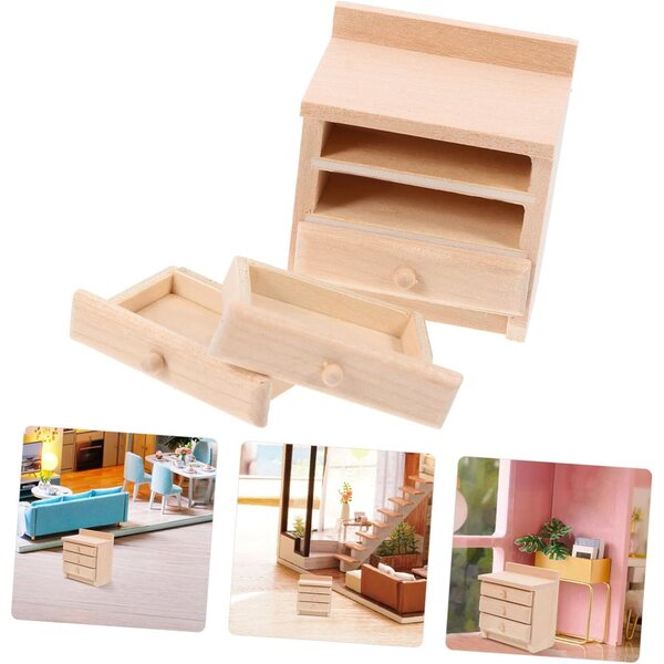 VICASKY Mini Comodino in Legno per Casa delle Bambole – Decorazione Miniatura Elegante