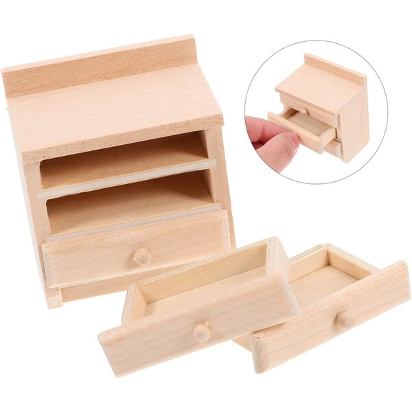 VICASKY Mini Comodino in Legno per Casa delle Bambole – Decorazione Miniatura Elegante