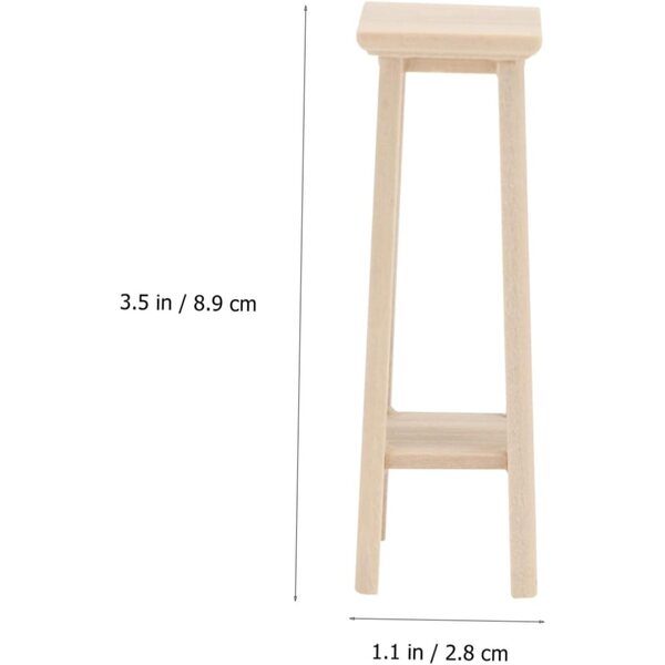 VICASKY Mini Sgabello Alto in Legno per Casa in Miniatura 8,9x2,8x2,8 cm