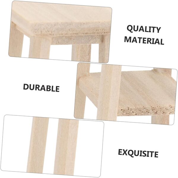 VICASKY Mini Sgabello Alto in Legno per Casa in Miniatura 8,9x2,8x2,8 cm