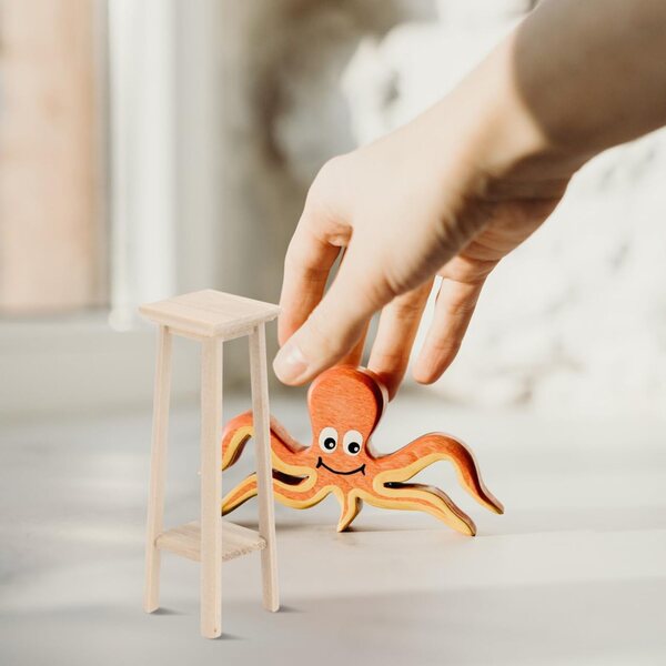 VICASKY Mini Sgabello Alto in Legno per Casa in Miniatura 8,9x2,8x2,8 cm