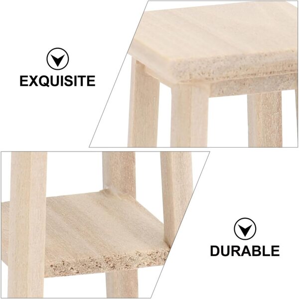 VICASKY Mini Sgabello Alto in Legno per Casa in Miniatura 8,9x2,8x2,8 cm