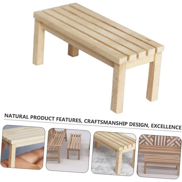 VICASKY Panca in legno 1:12 modello miniatura per casa delle bambole e decorazioni creative