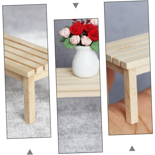 VICASKY Panca in legno 1:12 modello miniatura per casa delle bambole e decorazioni creative