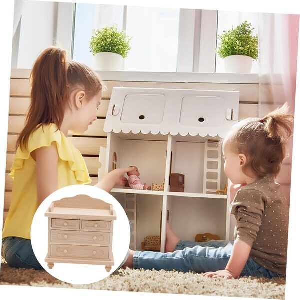 VICASKY Mini Armadio in Legno per Casa delle Bambole con Cassetti Mobili Realistici