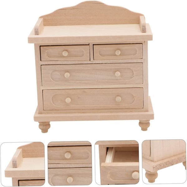 VICASKY Mini Armadio in Legno per Casa delle Bambole con Cassetti Mobili Realistici