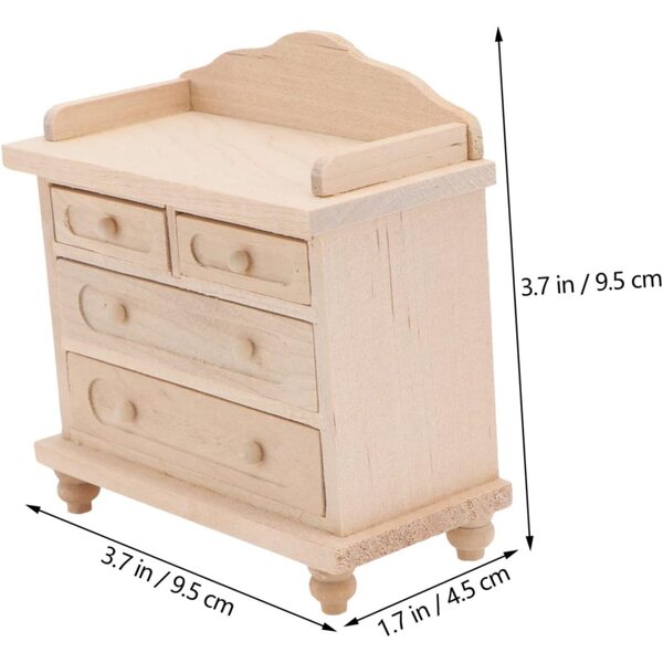 VICASKY Mini Armadio in Legno per Casa delle Bambole con Cassetti Mobili Realistici
