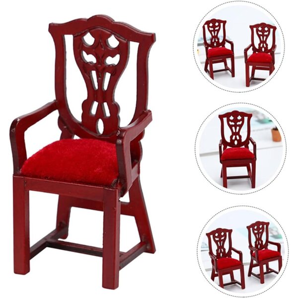 VICASKY Sedia Miniatura Rossa in Legno per Casa delle Bambole, Design Retrò Elegante