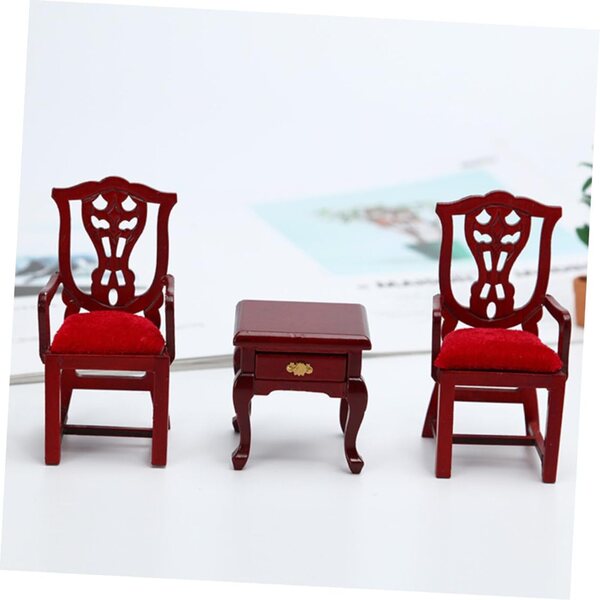 VICASKY Sedia Miniatura Rossa in Legno per Casa delle Bambole, Design Retrò Elegante