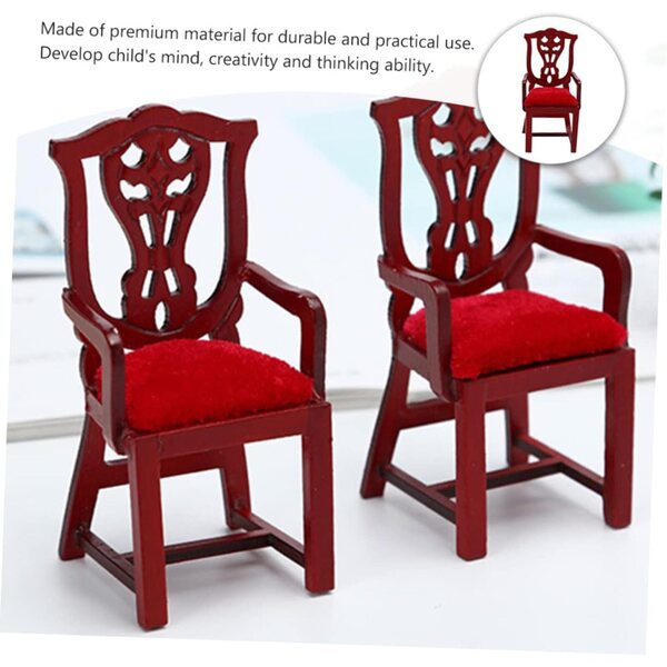 VICASKY Sedia Miniatura Rossa in Legno per Casa delle Bambole, Design Retrò Elegante
