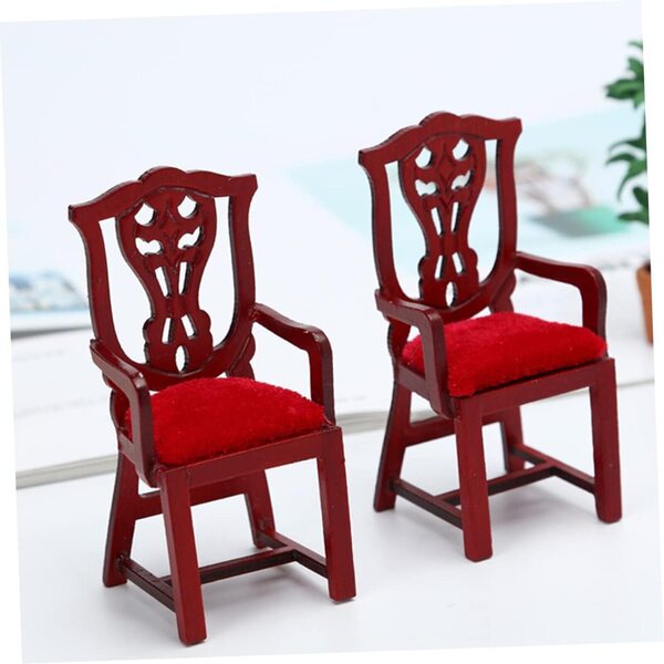 VICASKY Sedia Miniatura Rossa in Legno per Casa delle Bambole, Design Retrò Elegante