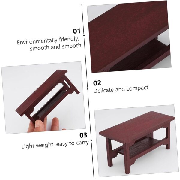 VICASKY Mini-Schreibtisch aus Holz, 2-teilig, Vintage-Dekoration für Puppenhaus