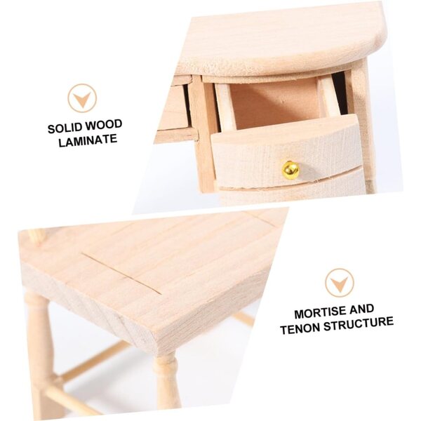 VICASKY Set Mini Tavolo e Sedia in Legno per Casa delle Bambole e Decorazioni
