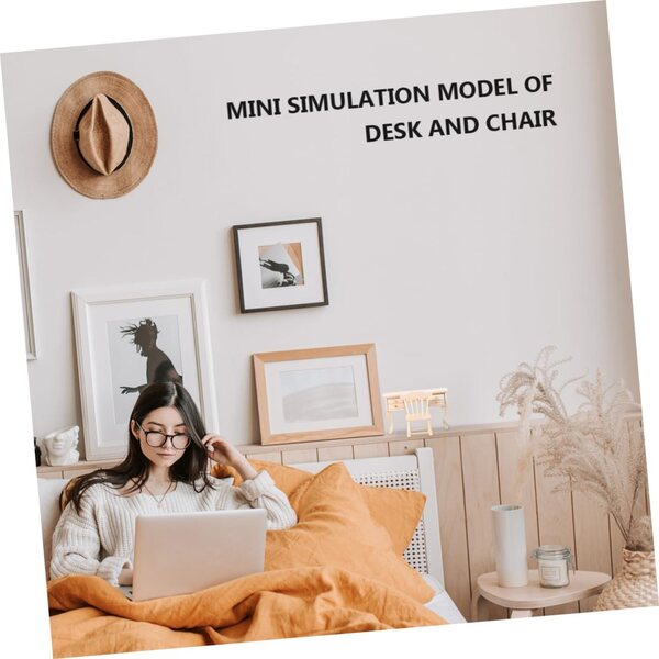 VICASKY Set Mini Tavolo e Sedia in Legno per Casa delle Bambole e Decorazioni
