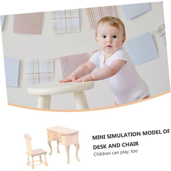 VICASKY Set Mini Tavolo e Sedia in Legno per Casa delle Bambole e Decorazioni