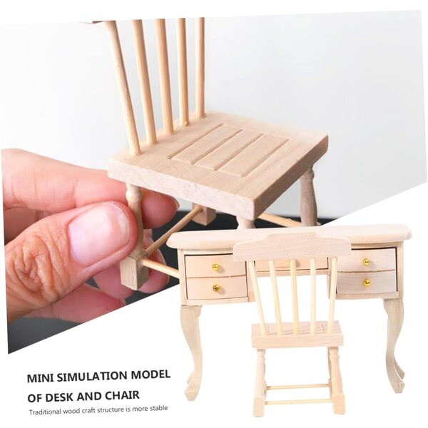 VICASKY Set Mini Tavolo e Sedia in Legno per Casa delle Bambole e Decorazioni