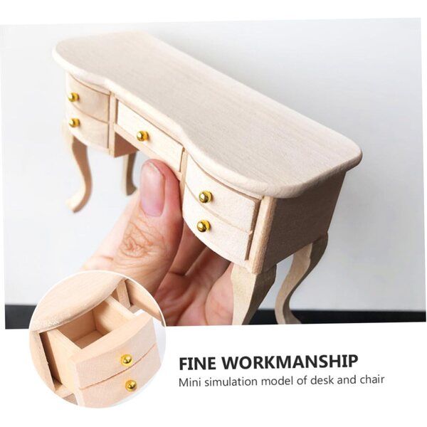 VICASKY Set Mini Tavolo e Sedia in Legno per Casa delle Bambole e Decorazioni
