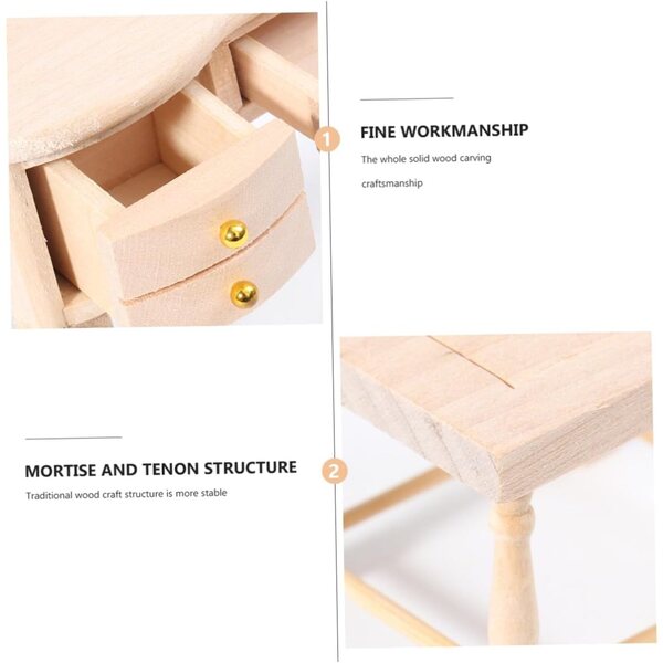 VICASKY Set Mini Tavolo e Sedia in Legno per Casa delle Bambole e Decorazioni